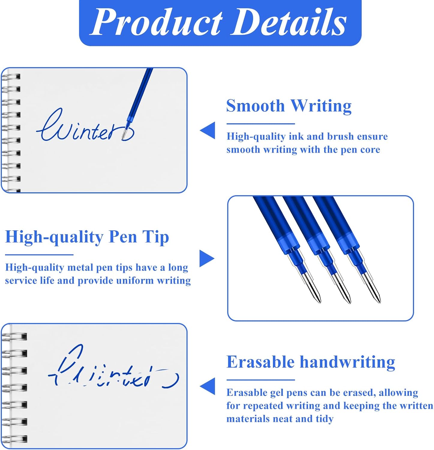 16Pcs 1.0mm Erasable Gel Ink P - Correction Pen Fine recension och pris