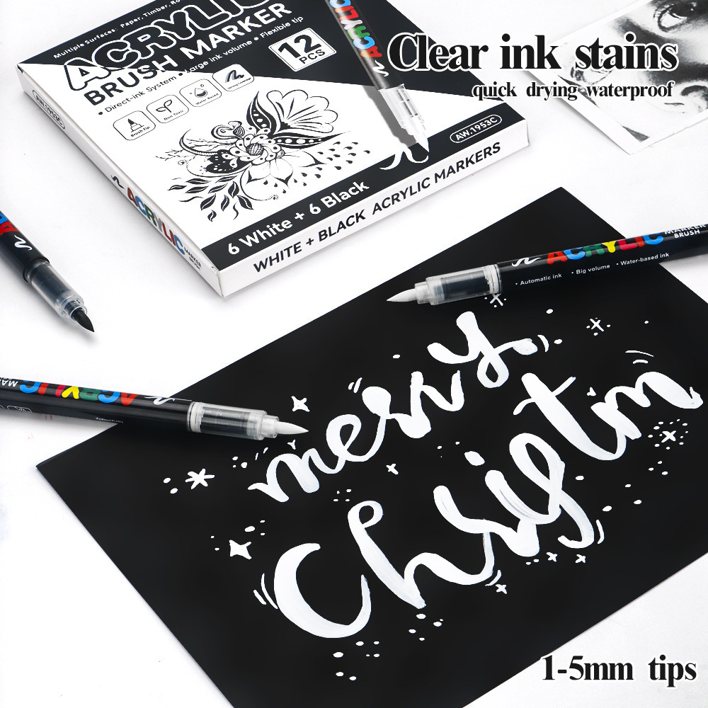 12Pcs Black/White Premium High - Copic Marker Sketch recension och pris